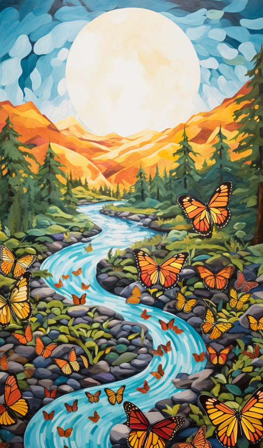 Butterflies by a River
