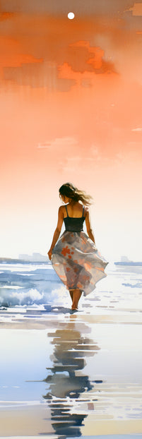 Woman Walking in the Beach Surf