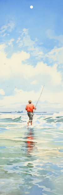 Man Fishing in the Beach Surf