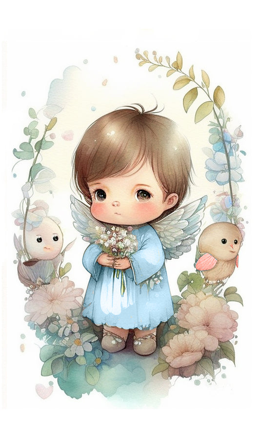 Baby Angel with Flowers