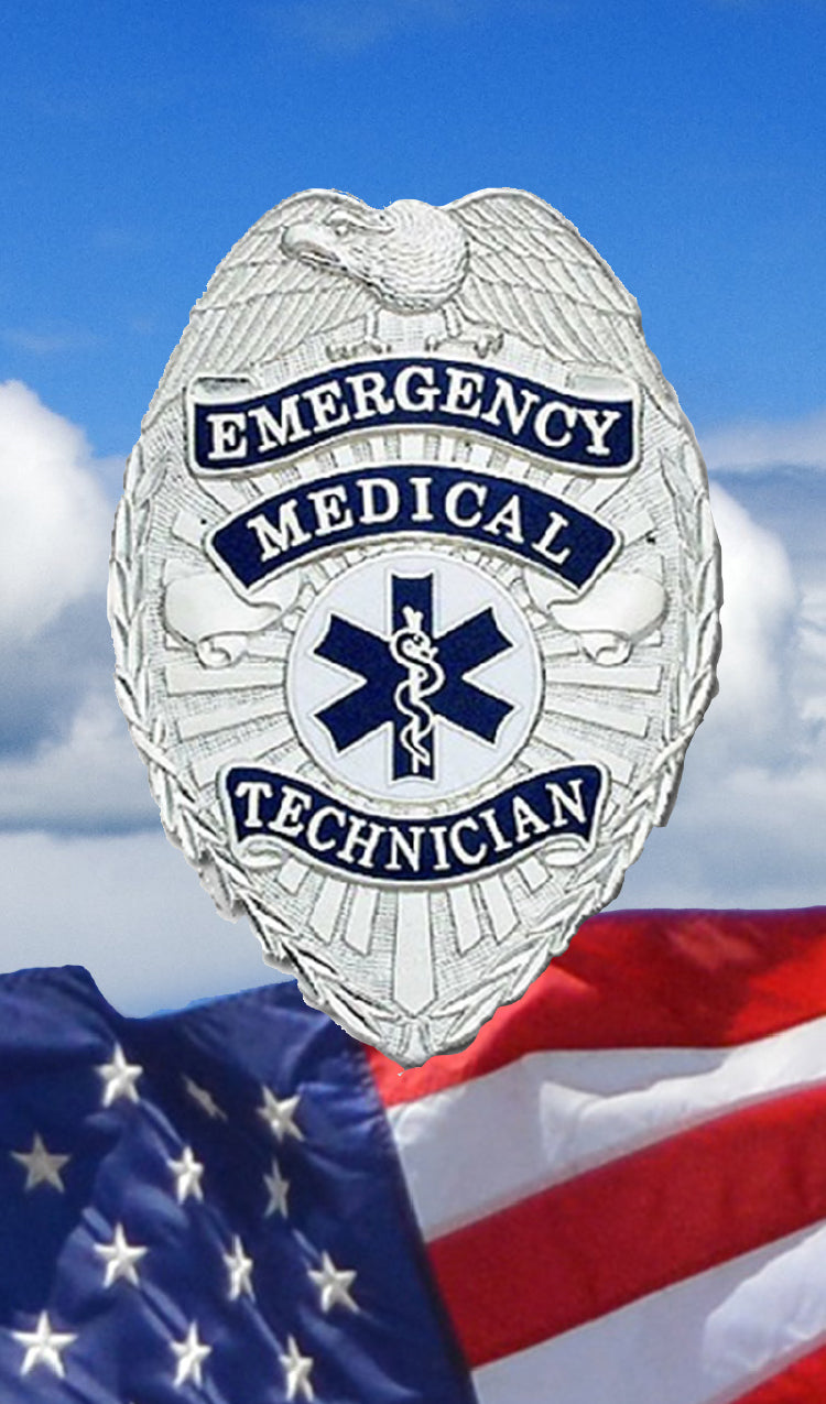 First Responders' Badge over Flag