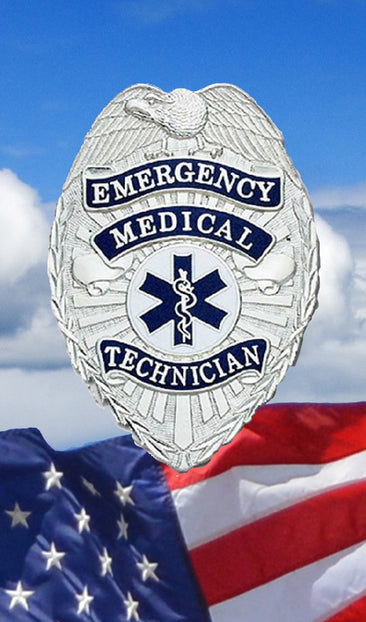 First Responders' Badge over Flag