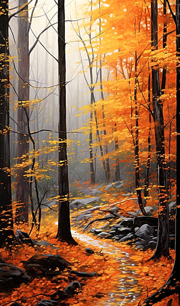 A Painting of Trees in Fall