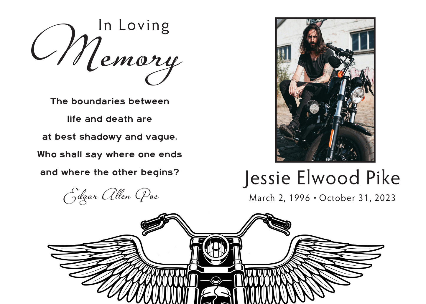 Motor Cycle Remembrance Cards