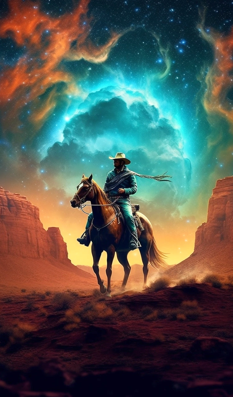 Cowboy Under the Night Sky