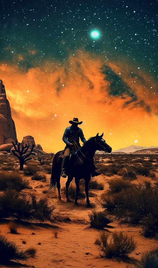 Cowboy Under the Night Sky