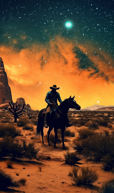 Cowboy Under the Night Sky