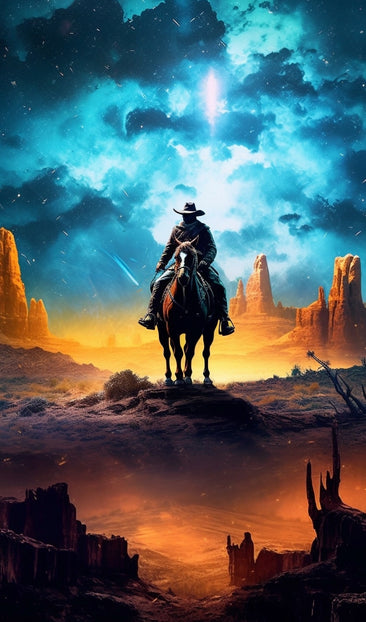Cowboy Under the Night Sky