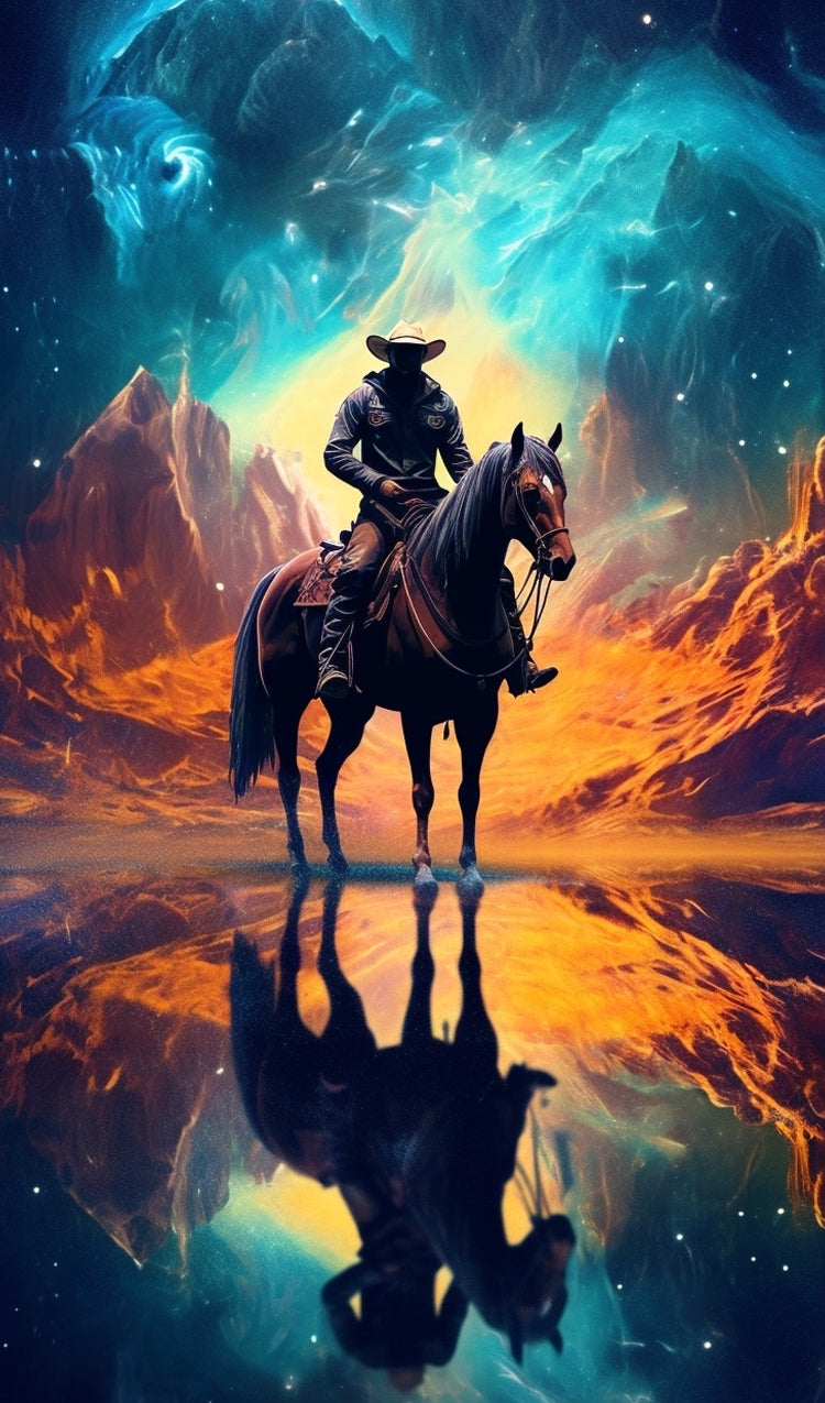 Cowboy Under the Night Sky