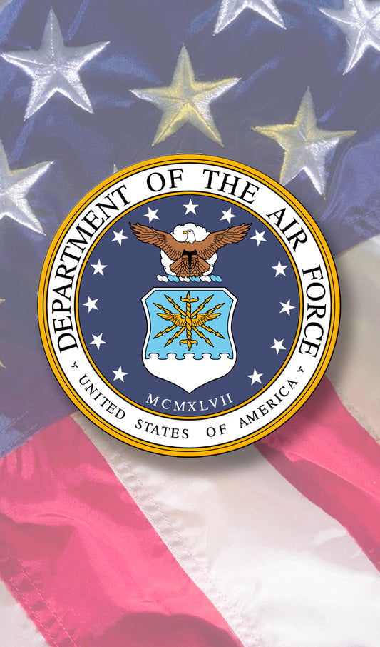 Air Force Seal over U.S. Flag