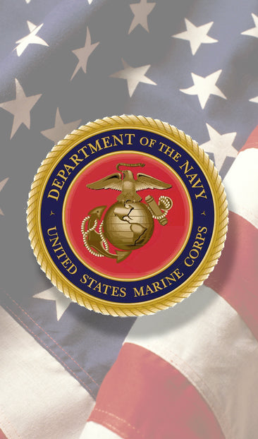 Marine Corps Seal over U.S. Flag