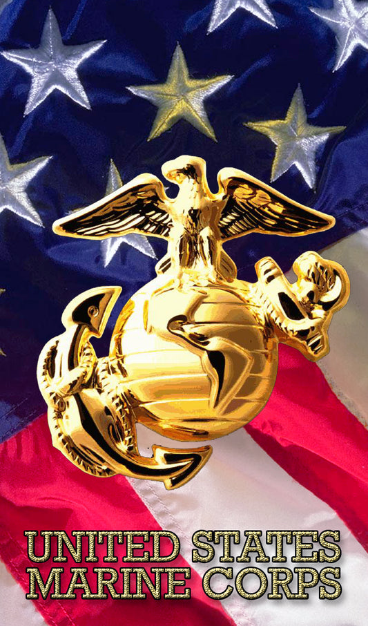 Marine Corps Pin over U.S. Flag