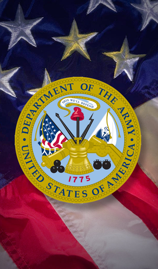 Army Seal over U.S. Flag