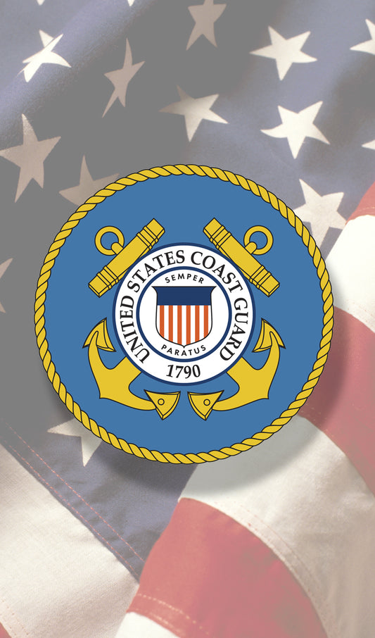 Coast Guard Seal over U.S. Flag
