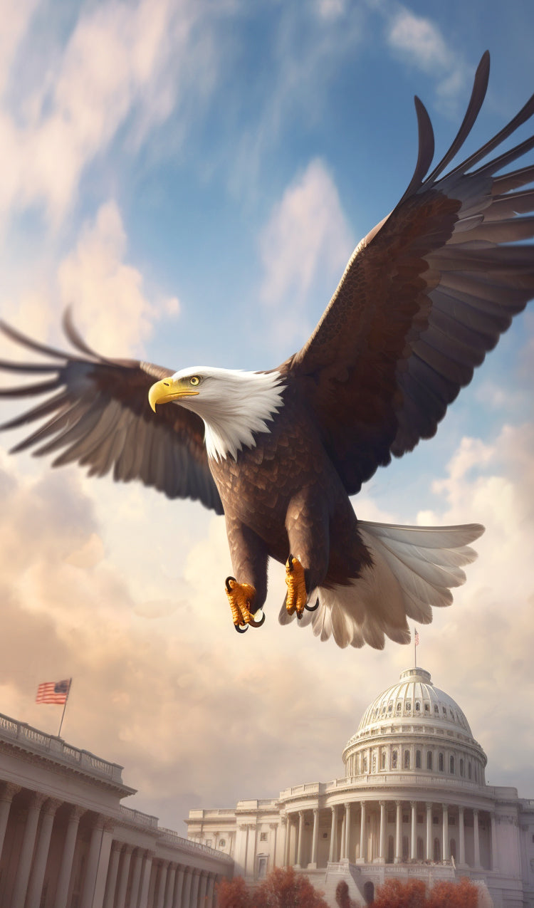 American Bald Eagle in front of the U.S. Capitol