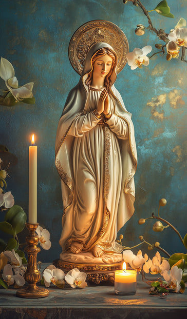 Virgin Mary with Orchids
