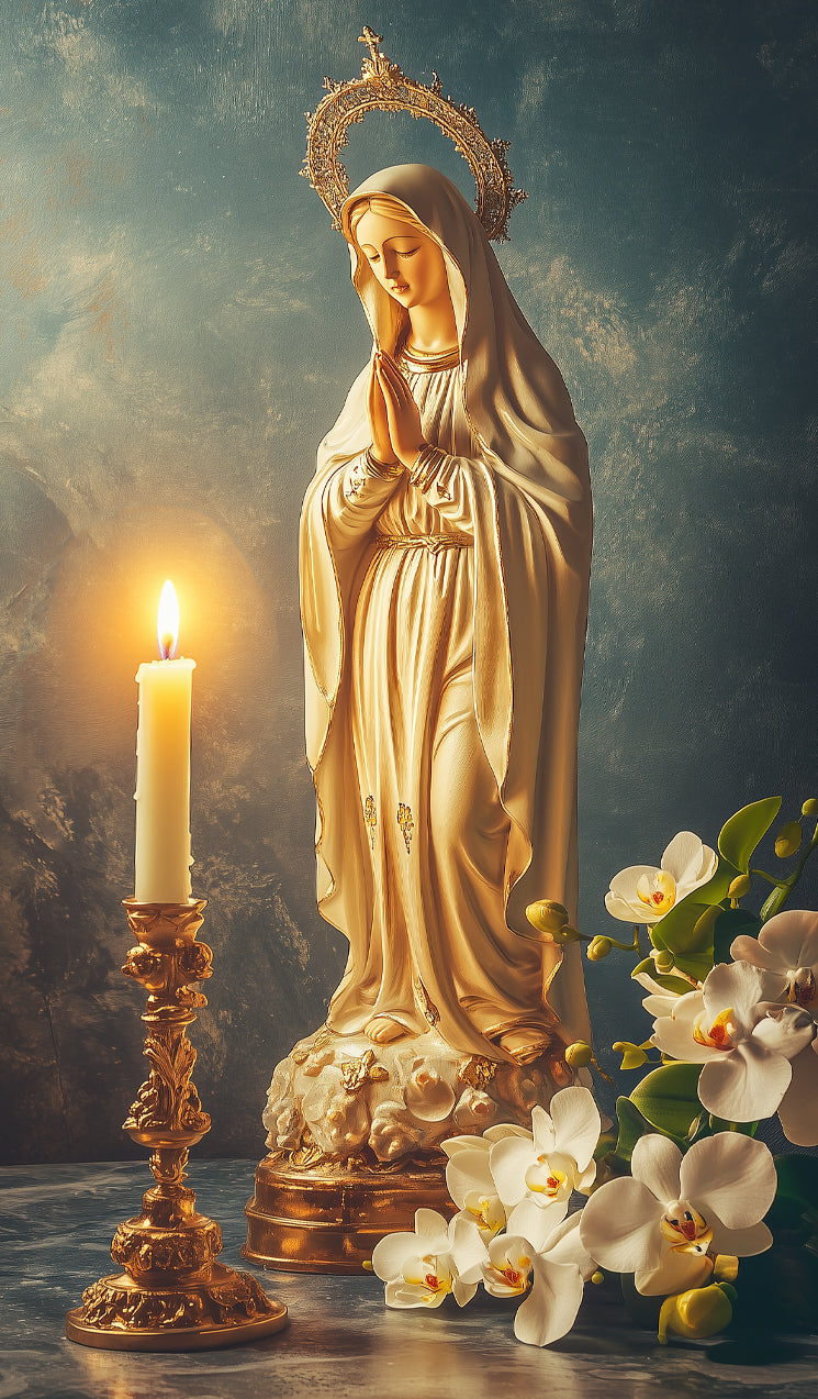 Virgin Mary with Orchids