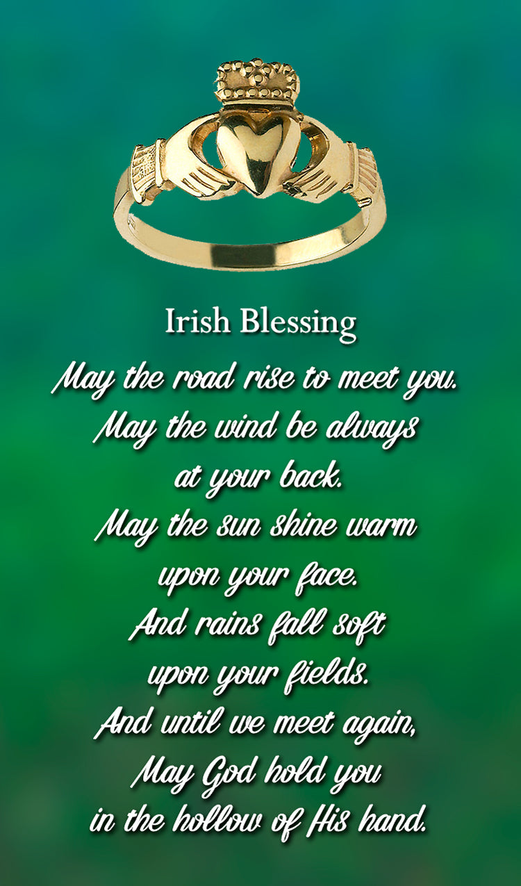Irish Blessing Claddagh Rose Gold Celtic Cross Irish Blessing Textured