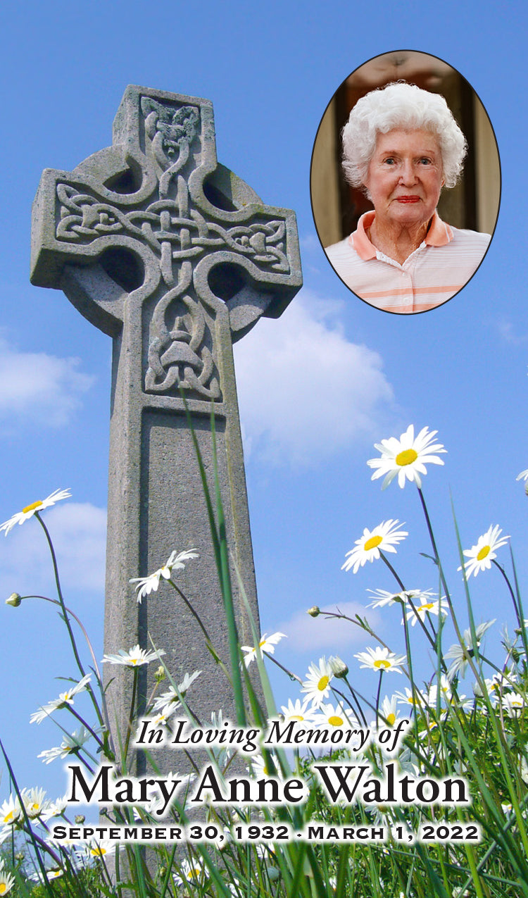 Stone Celtic Cross with Flowers Studio Collection