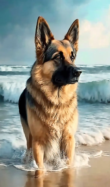German Shepherd at the Beach