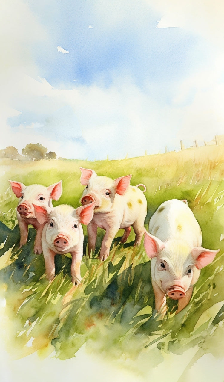 Baby Pigs in Field