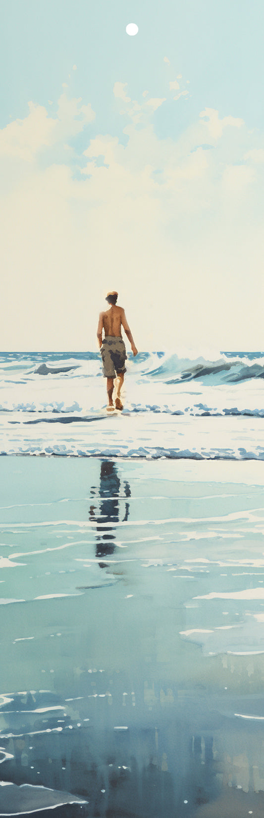 Man Walking in the Beach Surf