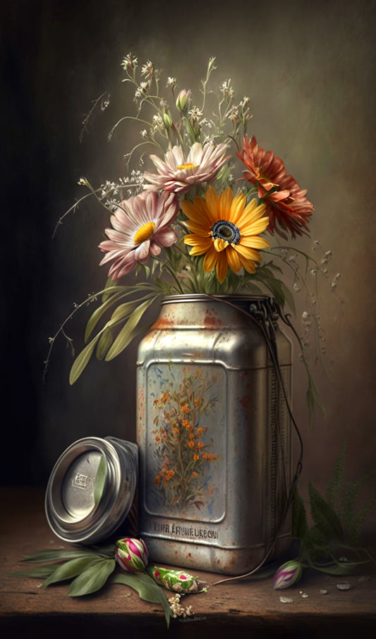 Flowers in a Tin Jug
