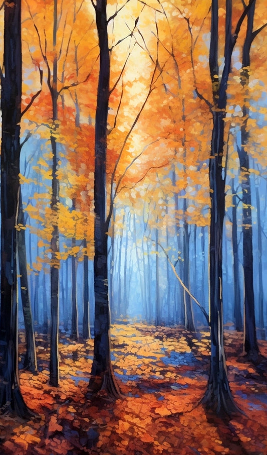 A Painting of Trees in Fall