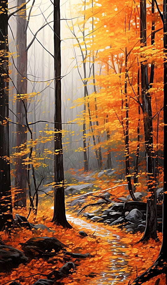 A Painting of Trees in Fall