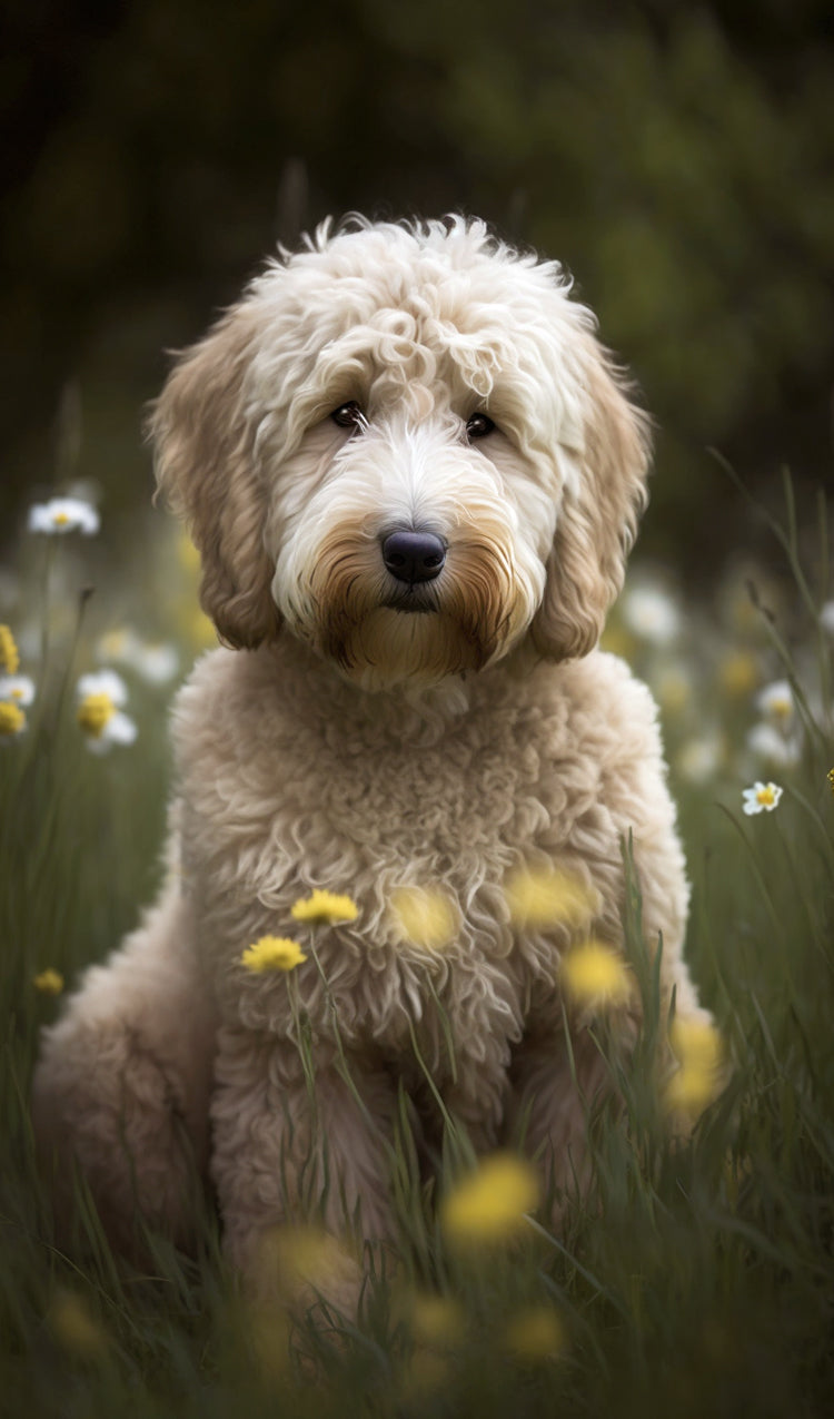 Golden Doodle in a Meadow