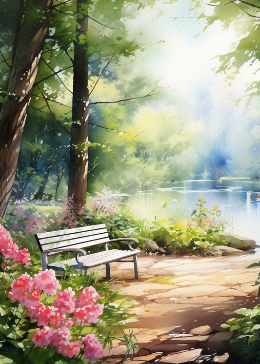 Bench at a Pond - Sympathy Card