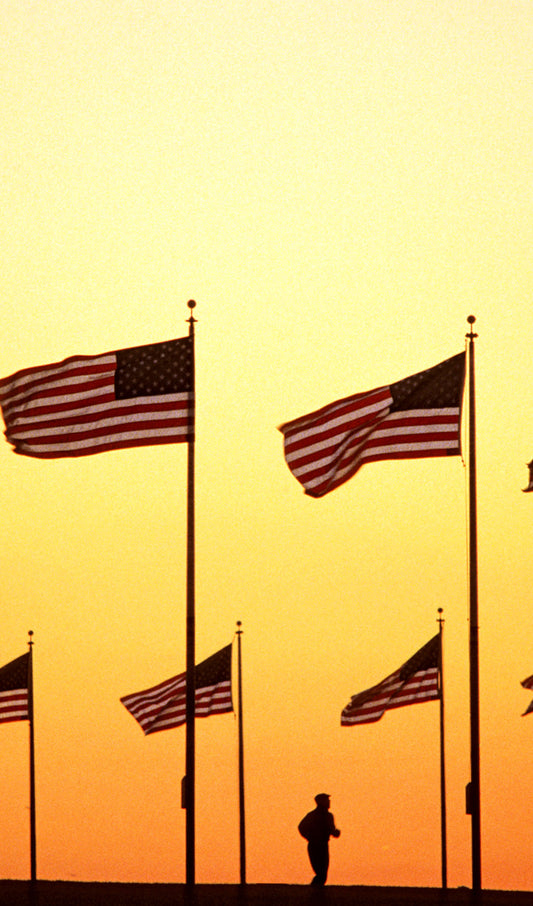 Running under U.S. Flags