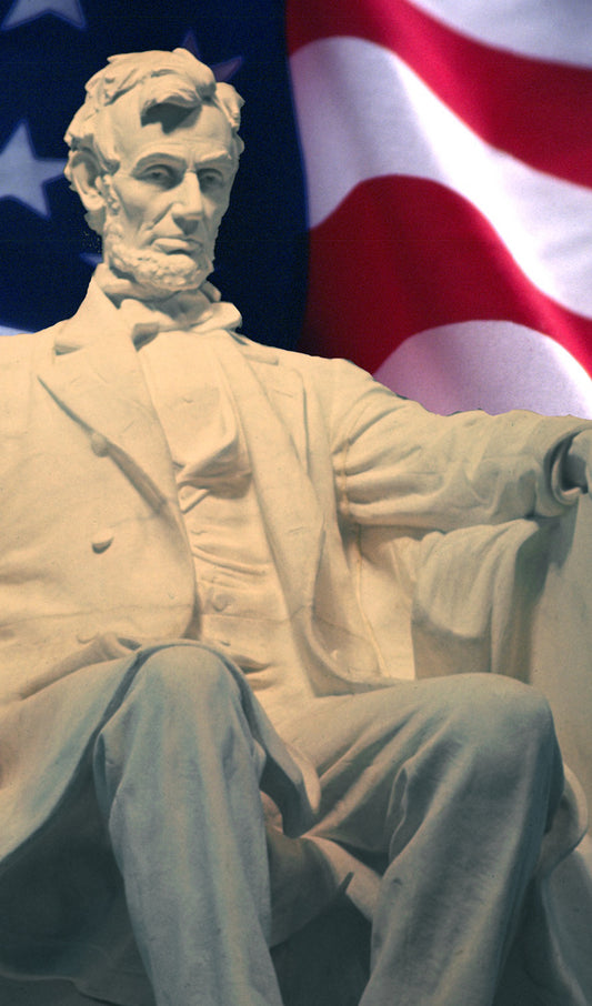 Lincoln Memorial in Front of American Flag