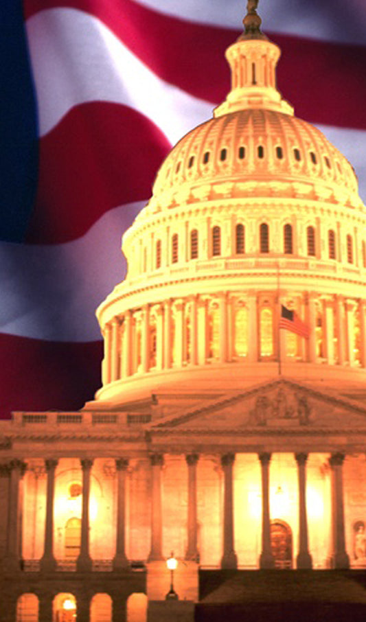 U.S. Capitol Building over U.S. Flag