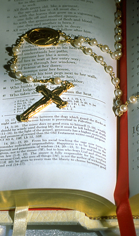 Bible with Rosary