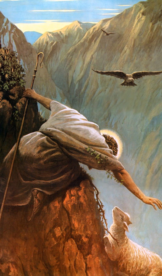 The Good Shepherd Rescuing a Lamb