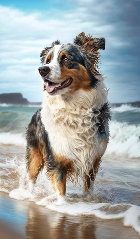 Australian Shepherd at the Beach