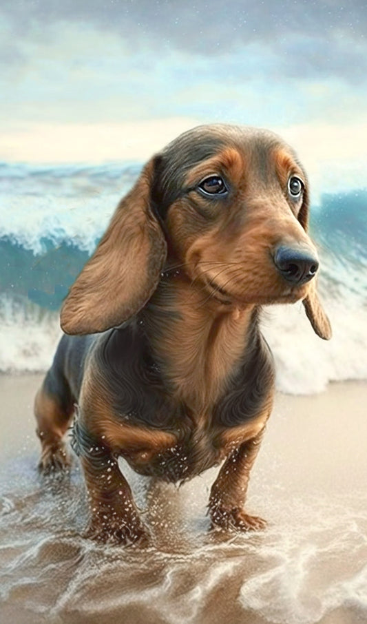 Dachshumd at the Beach