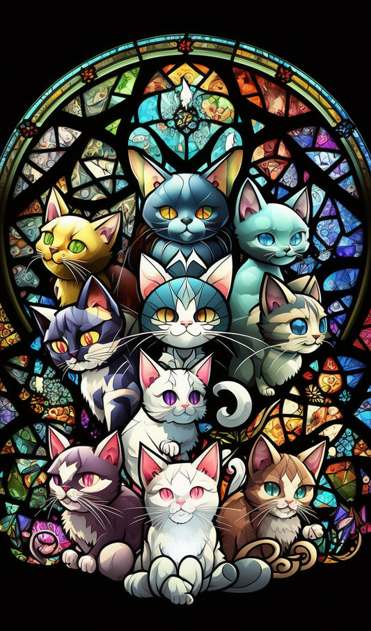 Cat Stained Glass Window